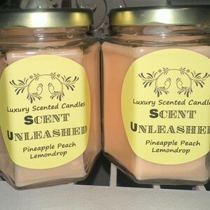 PINEAPPLE PEACH LEMONDROP, @SCENT_UNLEASHED LUXURY HAND POURED SCENTED CANDLES
